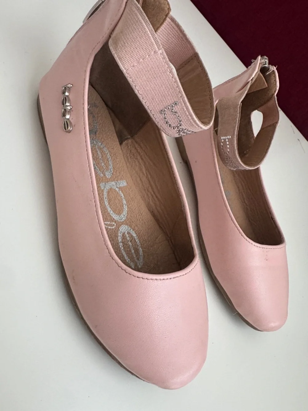 bebe Girls' Light Pink Ankle-Strap Ballet Flats